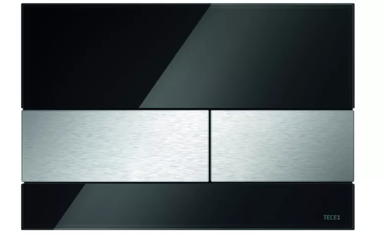 Tece TeceSquare bedieningsplaat zwart glas knoppen RVS | vanmarcke.com