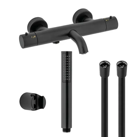 Van Marcke Nero thermostatique de baignoire avec set de baignoire noir mat