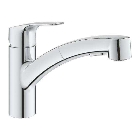 Grohe Eurosmart mitigeur évier monotrou bec bas extractible 2-Jets chromé