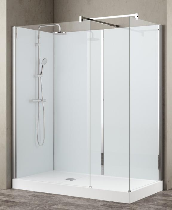 Van Marcke Collection Vidrio Walk-Inn 170x70cm douchebak wit sifon D90