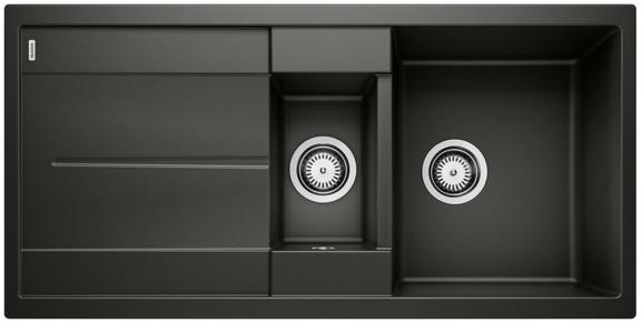 Blanco Metra 6 S inbouwspoeltafel 1bak omkeerbaar korfventiel zwart Silgranit
