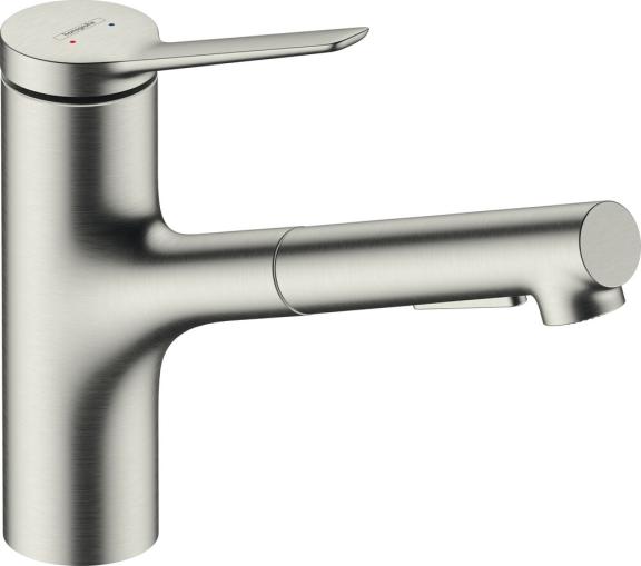 Hansgrohe Zesis M33 mitigeur évier monolevier 150 douchette 2-Jets acier inox