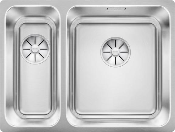 Blanco Solis 340/180-U onderbouwspoeltafel 1,5bak hoofdbak R korfventiel RVS