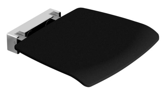 Van Marcke Sano siège douche rabattable synthétique/aluminium mural noir 150kg