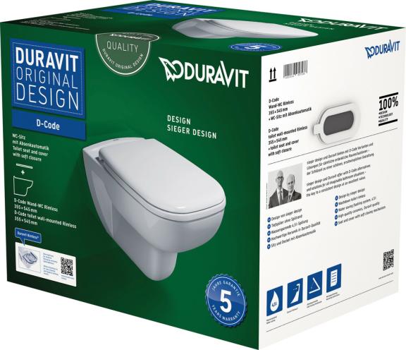 Duravit D-Code PACK hangtoilet softclose rimless