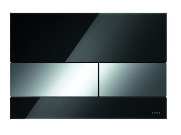 Tece TeceSquare bedieningsplaat zwart glas knoppen chroom